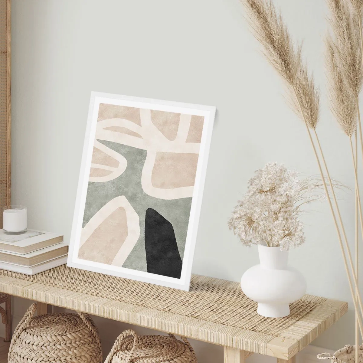 Póster en marco blanco - Composición con un toque negro - 30x40 cm