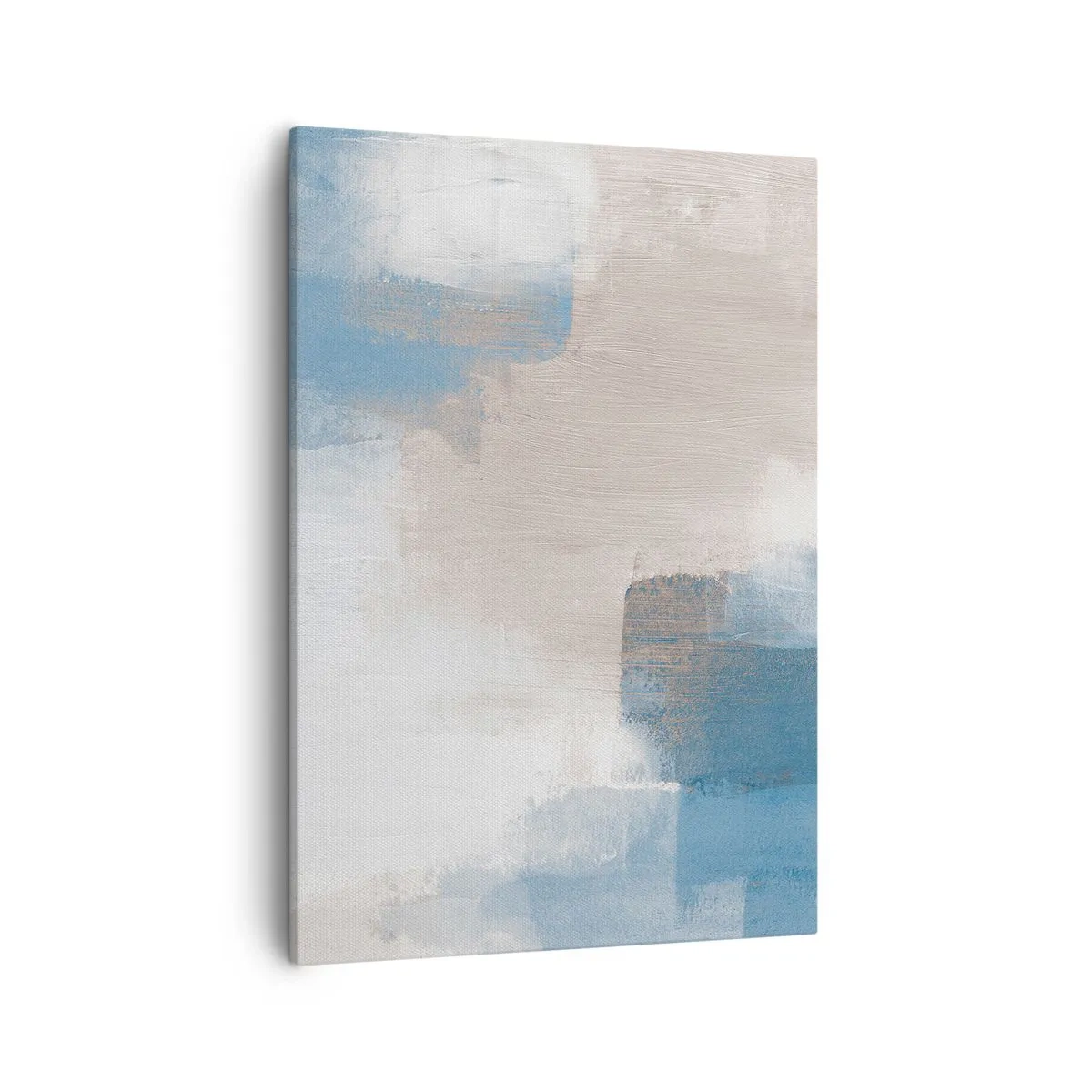 Cuadro sobre lienzo - Impresión de Imagen - Formas abstractas en tonos azules y beige. - 50x70cm - Abstracción rosa tras un velo azul - Decoración de pared moderna para salón y dormitorio ARTTOR