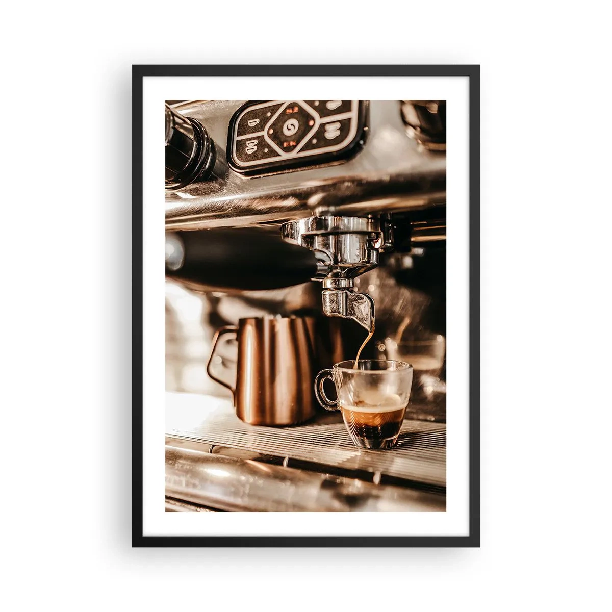 Póster en marco negro - El resplandor del café - 50x70 cm