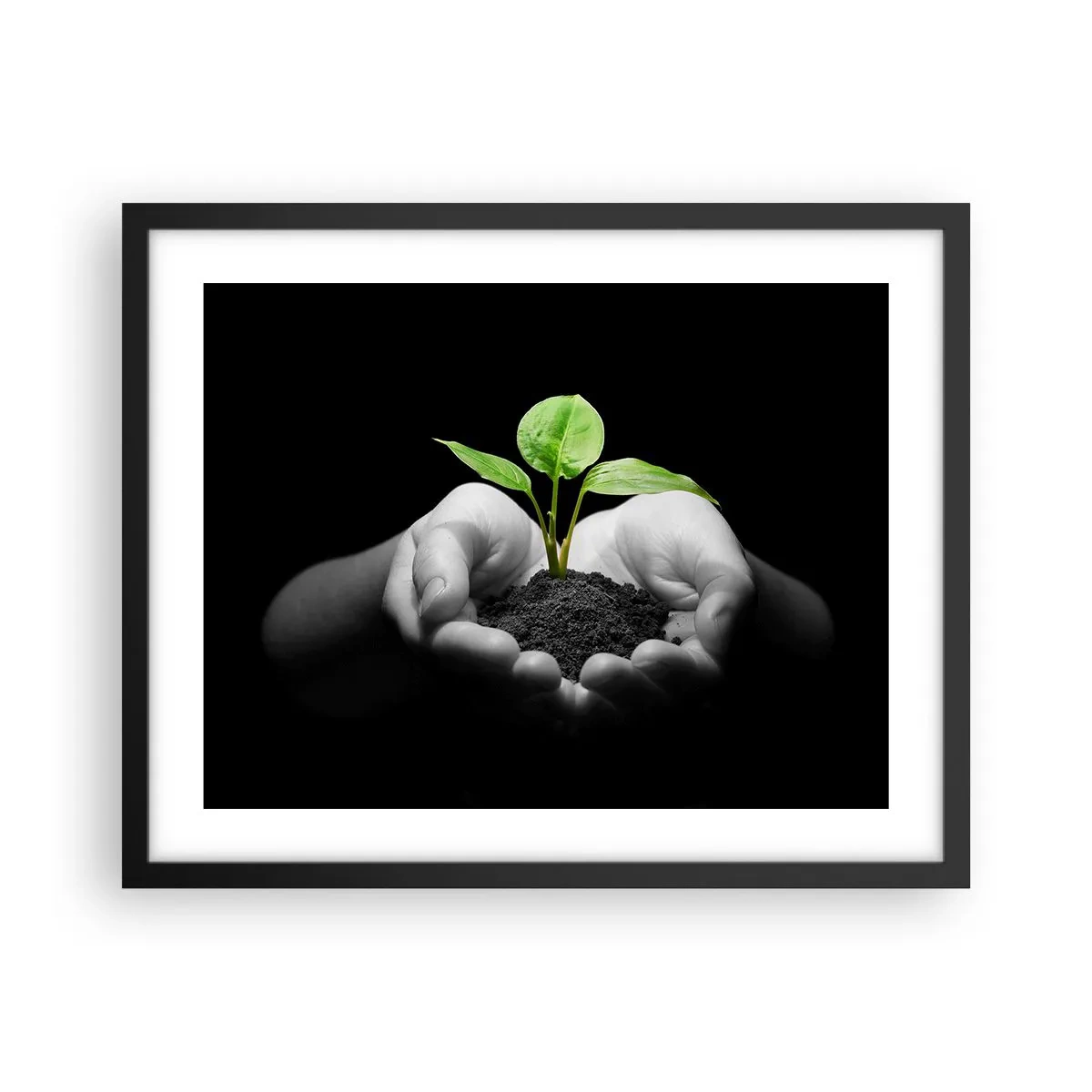 Póster en marco negro - Amo la naturaleza, la protejo - 50x40 cm