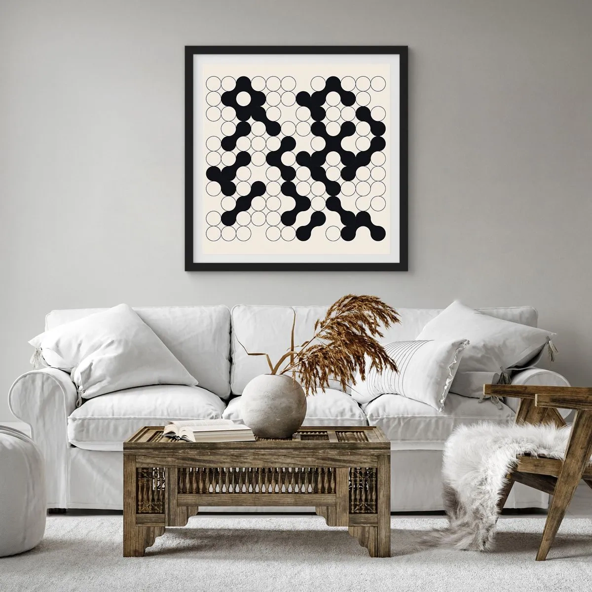 Póster en marco negro - Juego chino - una variación - 40x40 cm