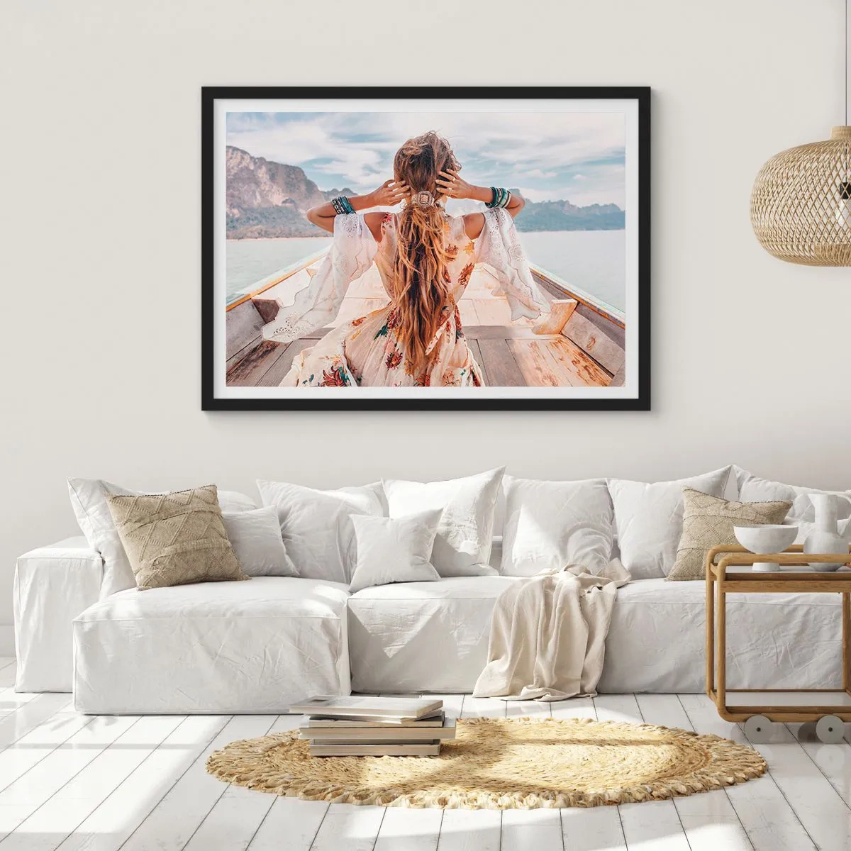 Póster en marco negro - Rumbo a la felicidad - 40x30 cm