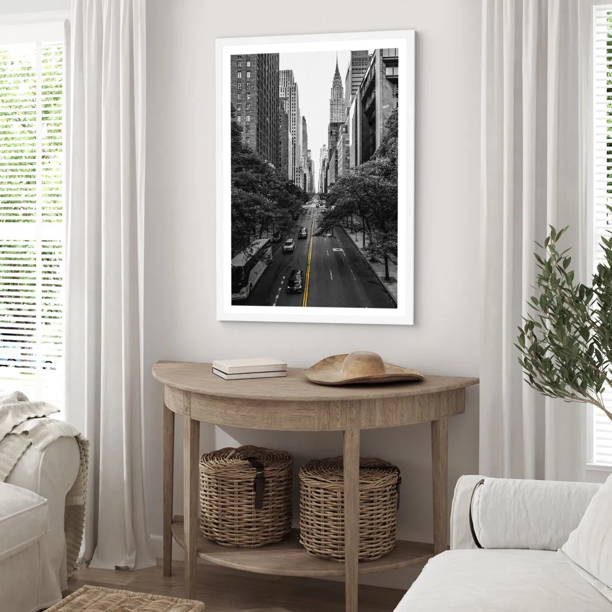 Póster en marco blanco - Mañana de Nueva York - 70x100 cm