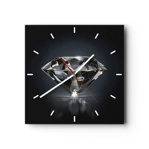 Reloj de pared - Reloj de vidrio - Una interpretación artística de un diamante sobre un fondo oscuro. - 30x30cm - Riqueza y belleza - Decoración de pared moderna para salón y dormitorio ARTTOR