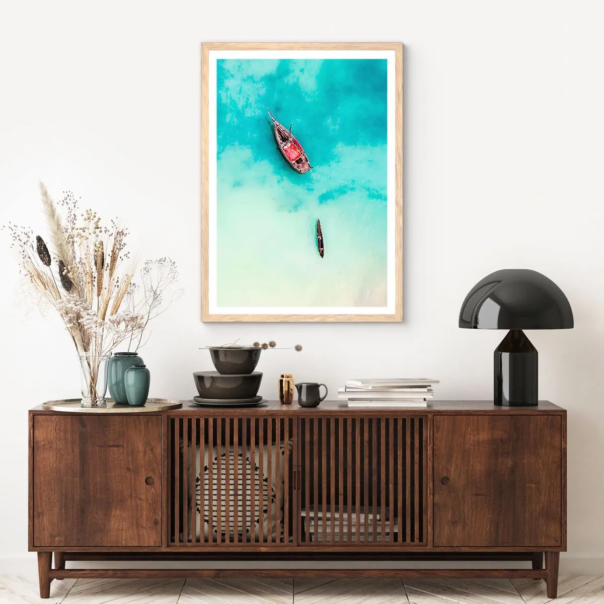Póster en marco roble claro - Porque en las playas de Zanzíbar, cuando las aguas se desbordan... - 30x40 cm