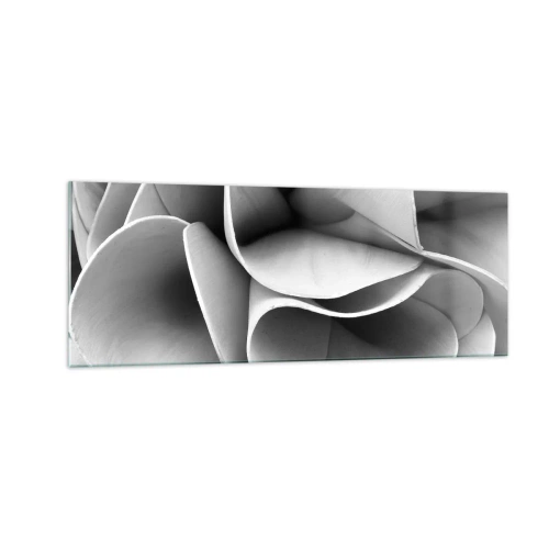 Cuadro sobre vidrio - Impresiones sobre Vidrio - Detalles en blanco y negro de formas abstractas. - 140x50cm - Sucede en el espacio - Decoración de pared moderna para salón y dormitorio ARTTOR