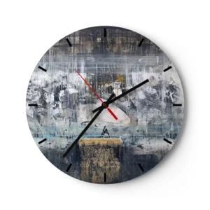 Reloj de pared - Reloj de vidrio - Composición abstracta en tonos fríos con texturas. - 30x30cm - Hielo abstracto - Decoración de pared moderna para salón, cocina y dormitorio ARTTOR