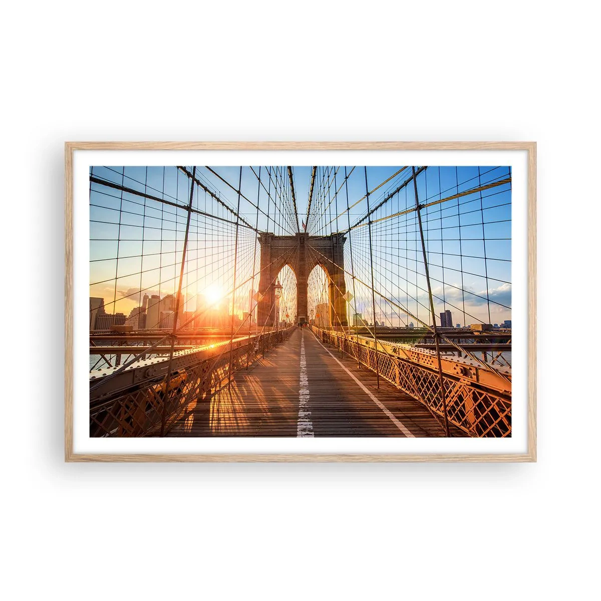 Póster en marco roble claro - En el puente dorado - 91x61 cm