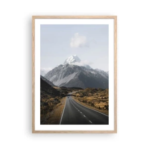 Póster en marco roble claro - El camino al corazón de las montañas - 50x70 cm