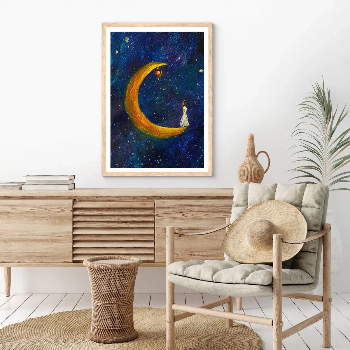 Póster en marco roble claro - La llamada de la Luna - 70x100 cm