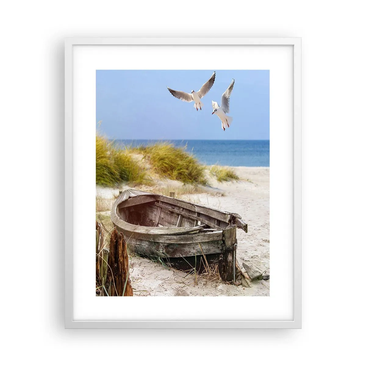 Póster en marco blanco - Bañada por el viento - 40x50 cm