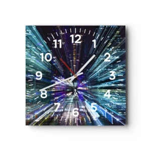 Reloj de pared - Reloj de vidrio - Cruzando el hiperespacio - 40x40 cm