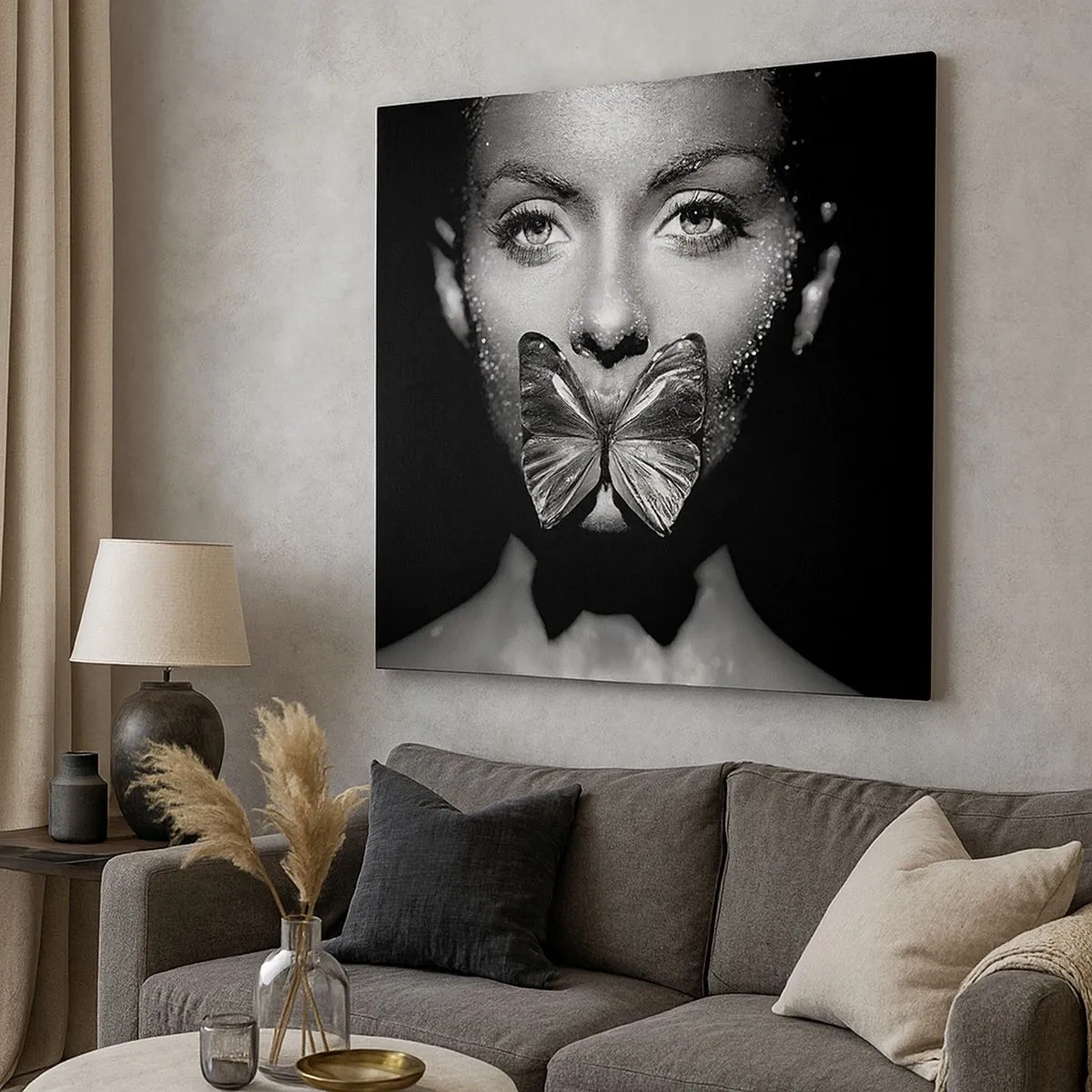 Cuadro sobre lienzo - Impresión de Imagen - Beso de mariposa - 30x30 cm
