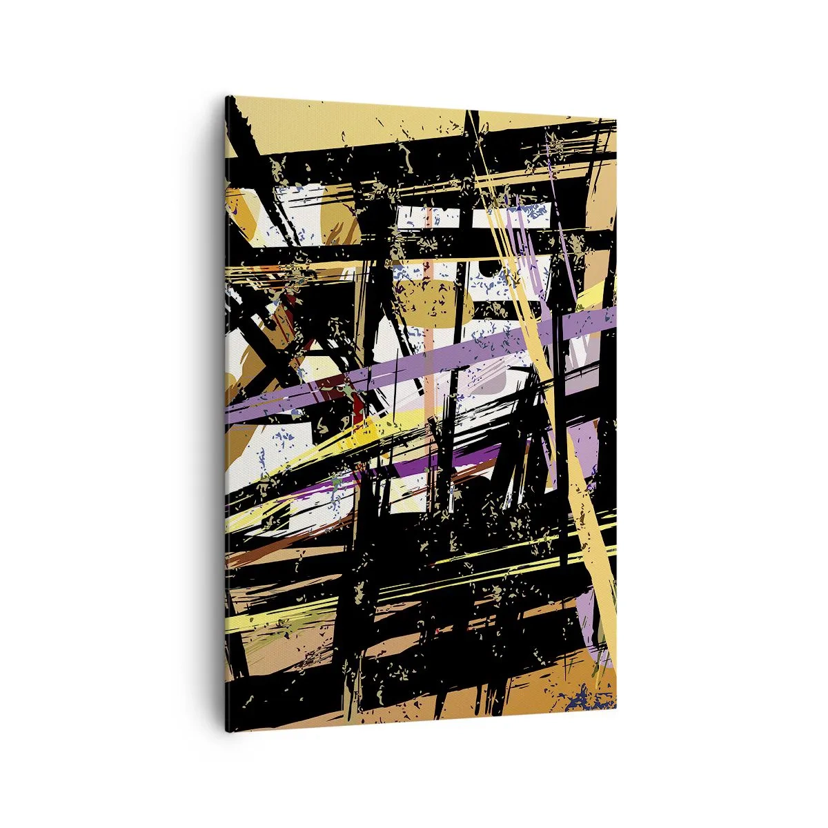 Cuadro sobre lienzo - Impresión de Imagen - Líneas y formas abstractas sobre un fondo beige - 70x100cm - Corte afilado - Decoración de pared moderna para salón y dormitorio ARTTOR