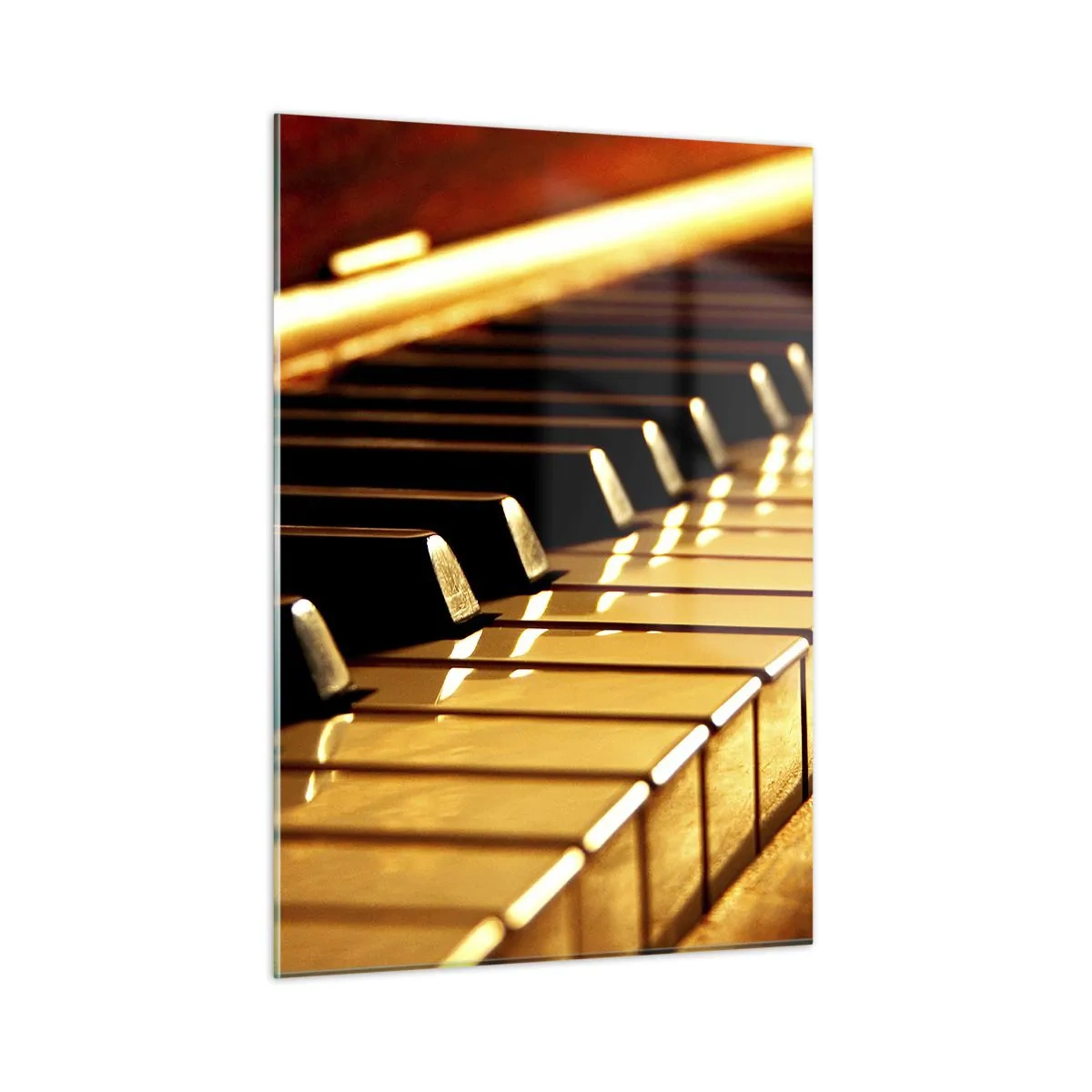 Cuadro sobre vidrio - Impresiones sobre Vidrio - Primer plano de las teclas del piano bajo una luz cálida - 50x70cm - Posibilidades ilimitadas - Decoración de pared moderna para salón y dormitorio ARTTOR