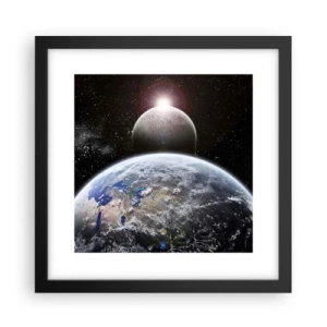Póster en marco negro - Paisaje cósmico - amanecer - 30x30 cm