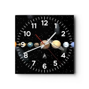 Reloj de pared - Reloj de vidrio - Los planetas en armonía - 30x30 cm