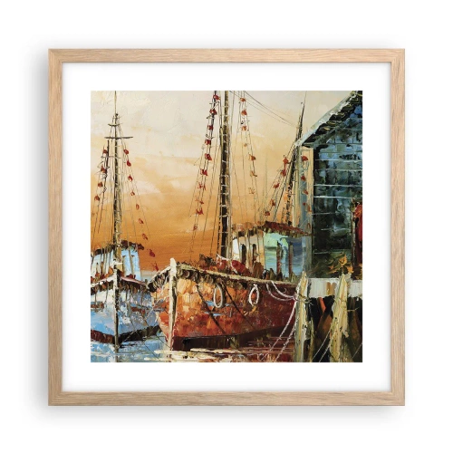 Póster en marco roble claro - Regreso pacífico - 40x40 cm