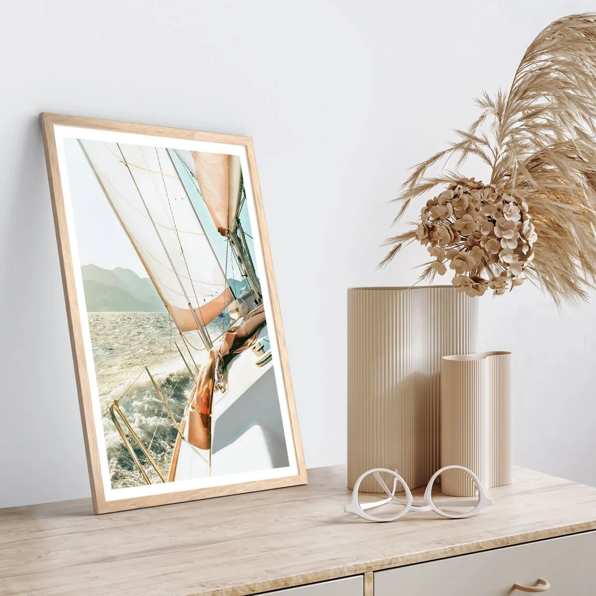 Póster en marco roble claro - A toda vela - 30x40 cm