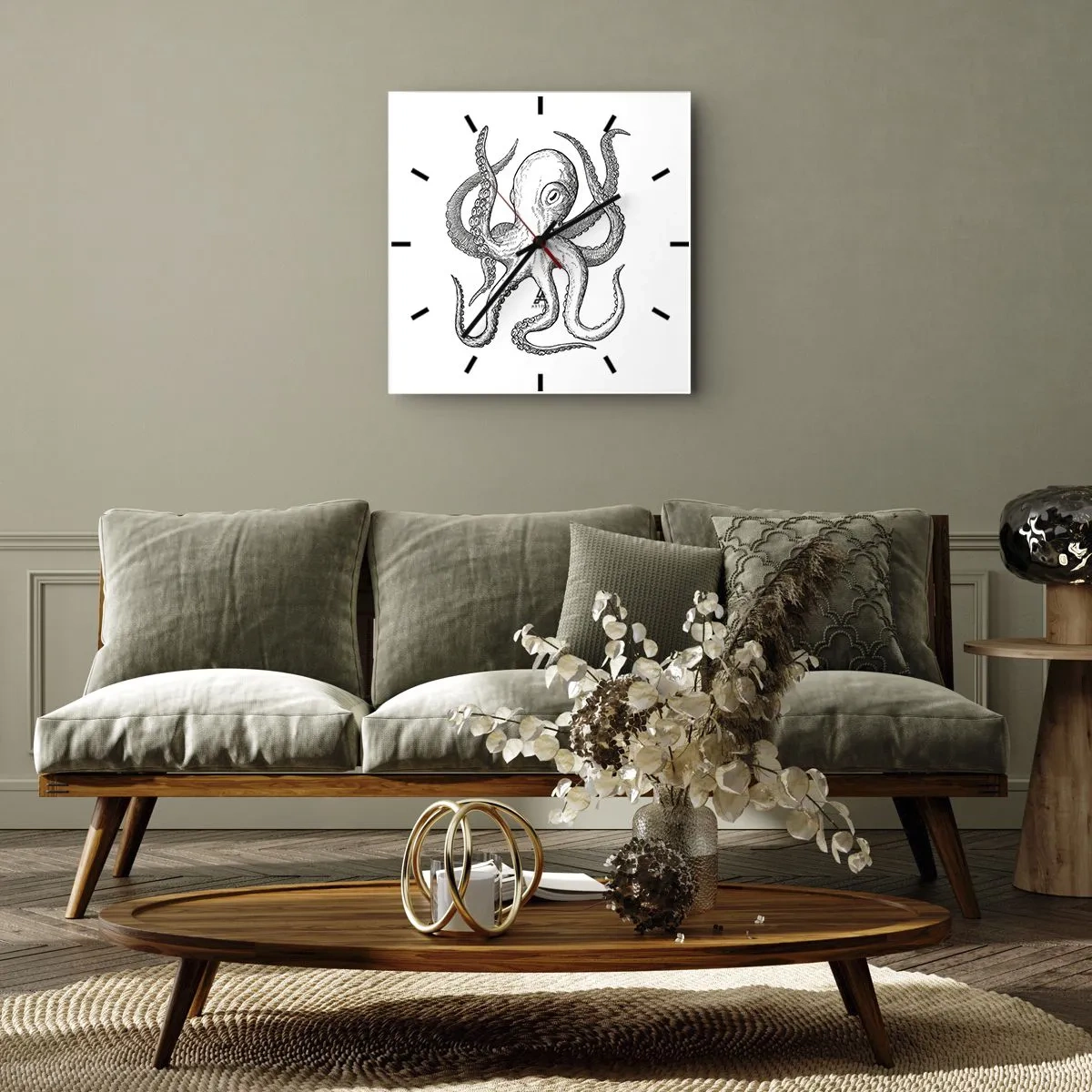 Reloj de pared - Reloj de vidrio - Bailando con olas - 40x40 cm
