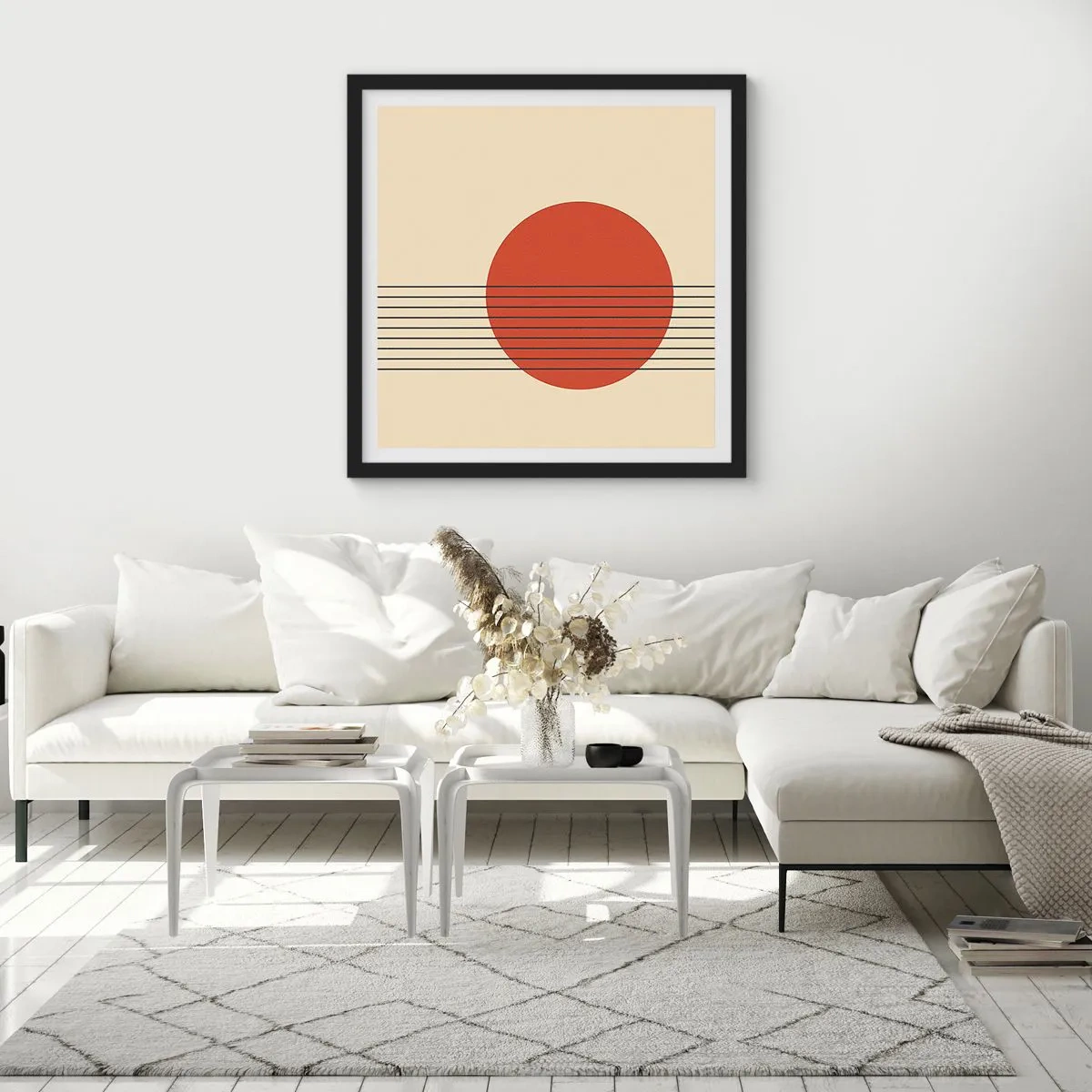 Póster en marco negro - Cruzando el círculo - 50x50 cm