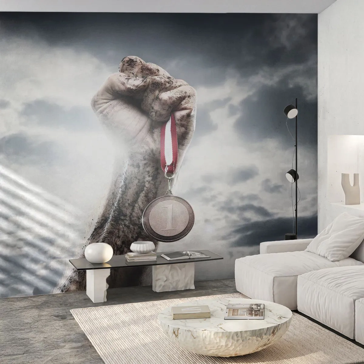 Fotomural Standard Eco - Per aspera ad astra - Deporte, Medalla deportiva, 3D - 350x256 cm