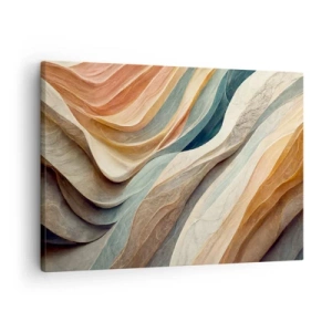 Cuadro sobre lienzo - Impresión de Imagen - Ondas abstractas en tonos pastel - 70x50cm - Momentos previos al cambio - Decoración de pared moderna para salón y dormitorio ARTTOR