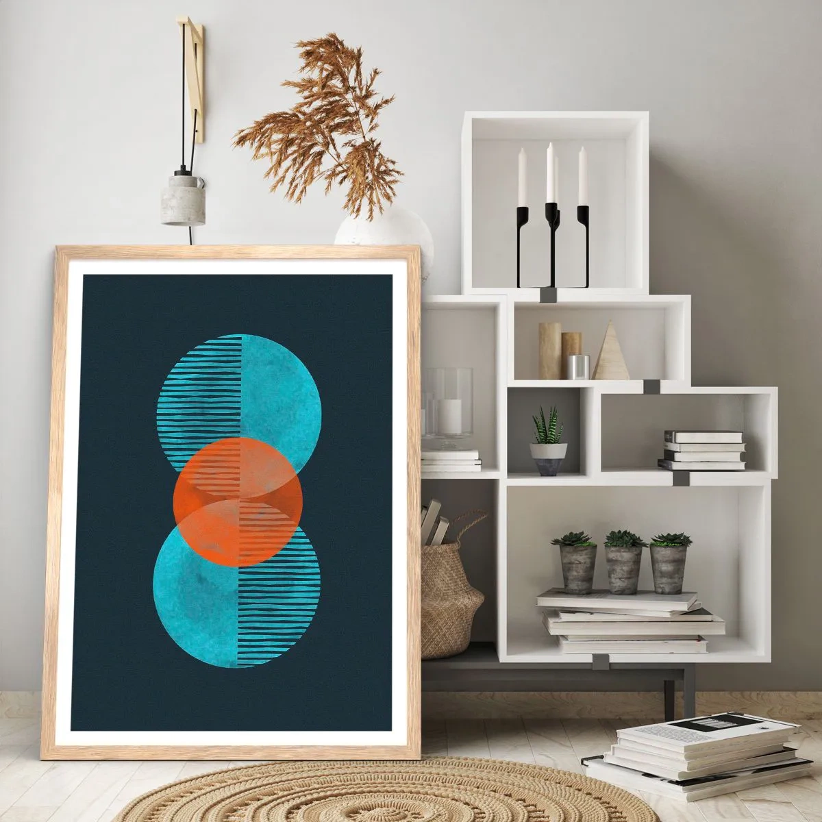 Póster en marco roble claro - Composición simétrica - 70x100 cm