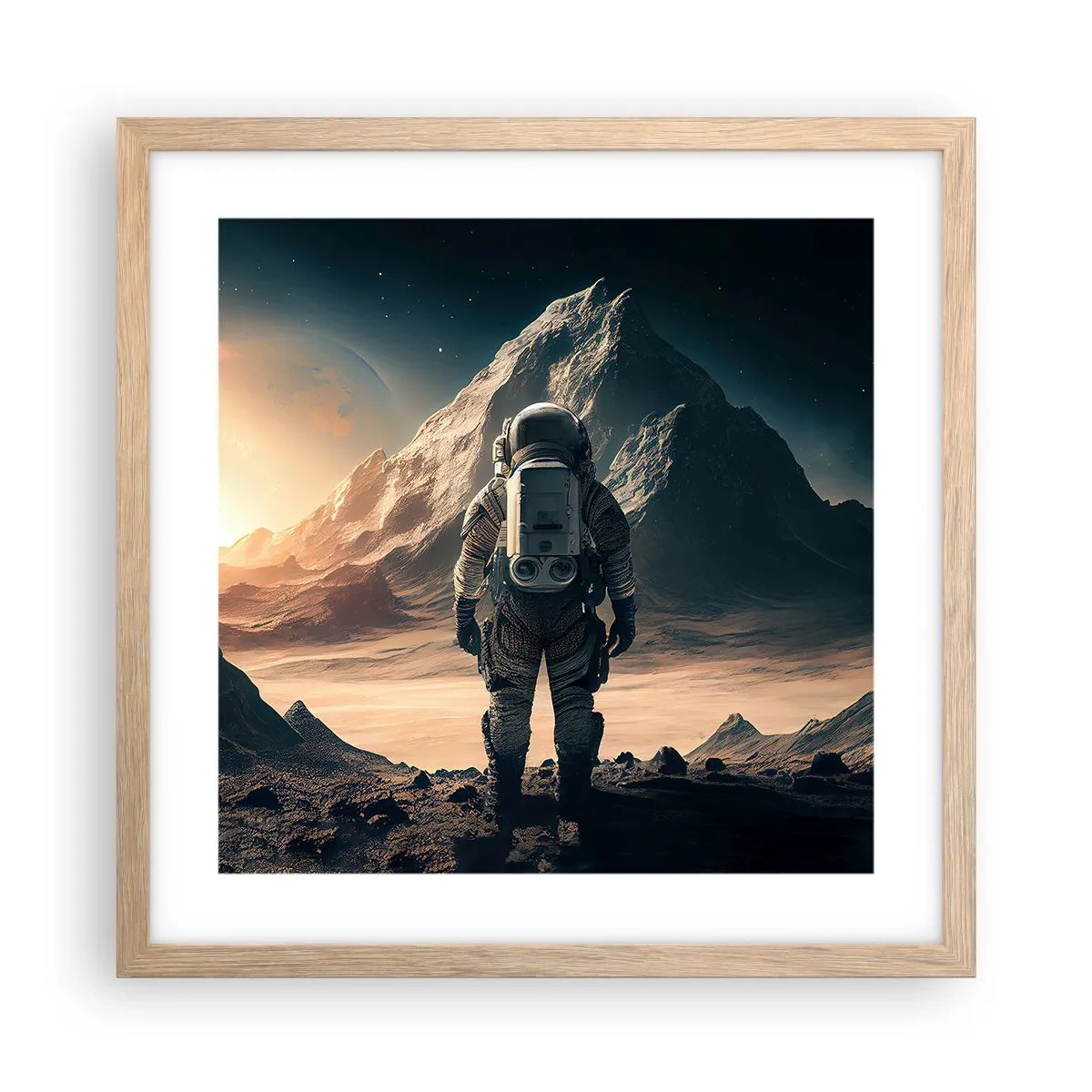 Póster en marco roble claro - Un nuevo reto - 40x40 cm