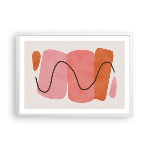 Póster en marco blanco - Suave movimiento de formas - 70x50 cm
