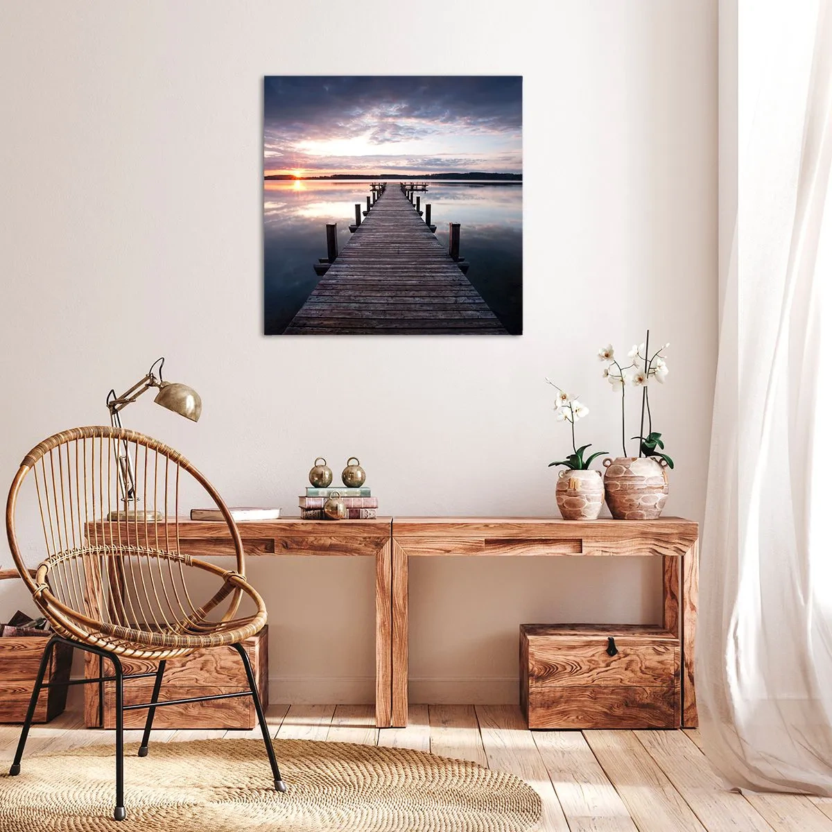 Cuadro sobre lienzo - Impresión de Imagen - Frontera silenciosa del día y la noche - 50x50 cm