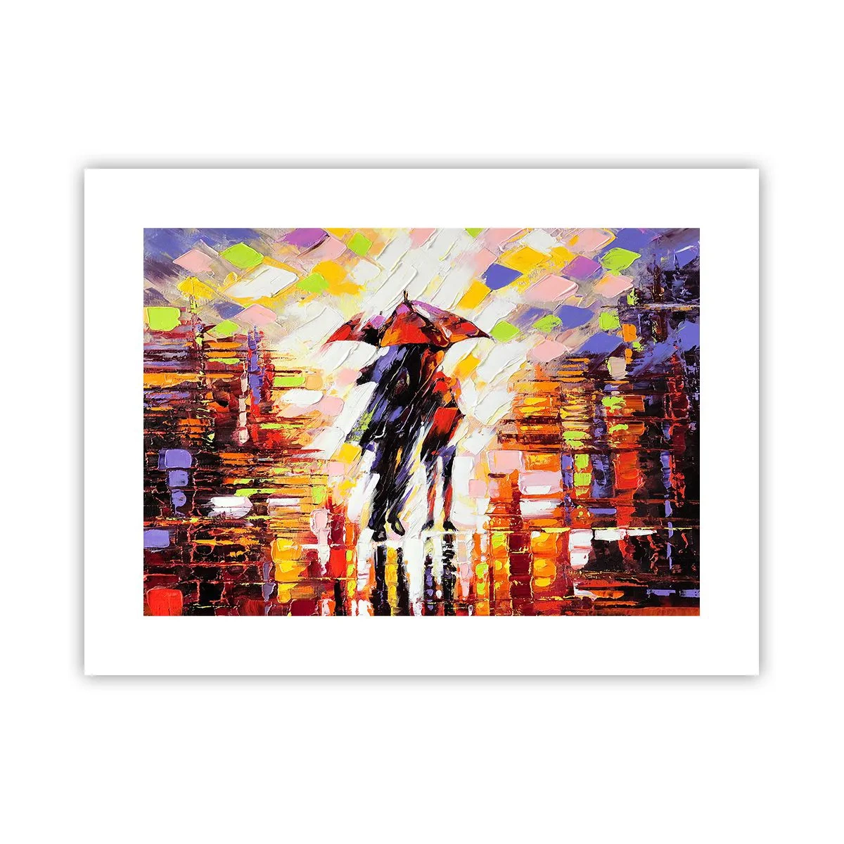 Póster - Juntos a través de la noche y la lluvia - 40x30 cm
