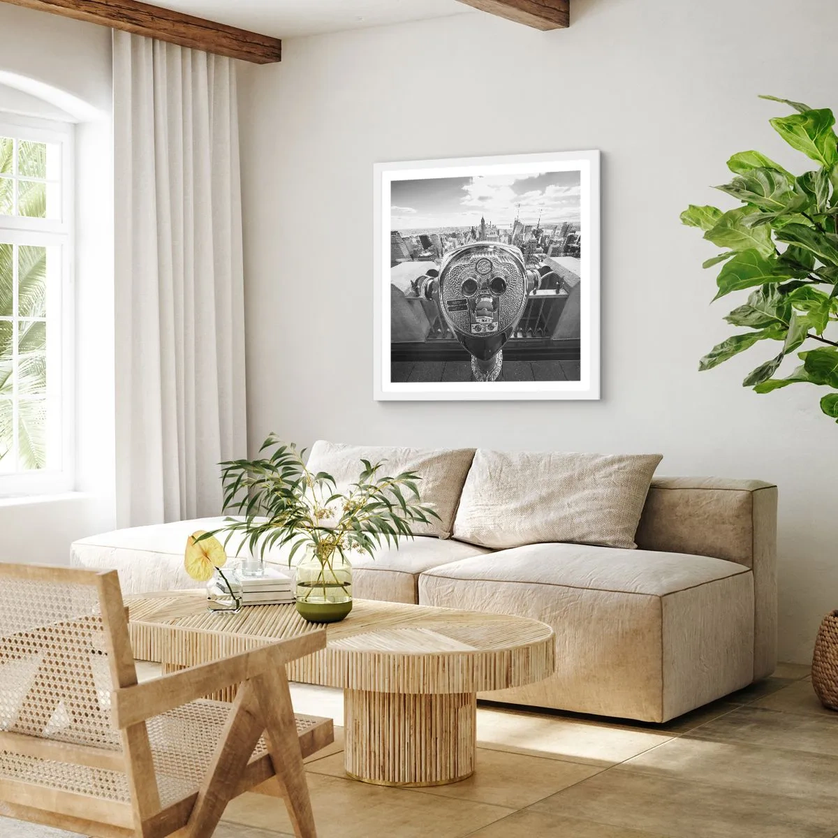 Póster en marco blanco - Sobre la ciudad - 30x30 cm