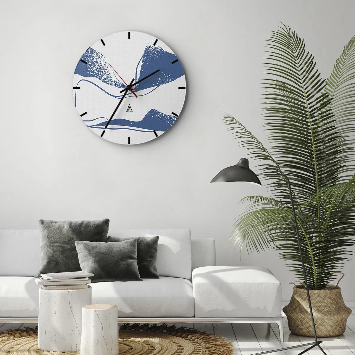 Reloj de pared - Reloj de vidrio - Abstracción con alas - 30x30 cm