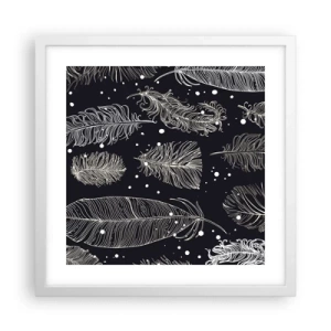 Póster en marco blanco - Encaje de plumas - 40x40 cm