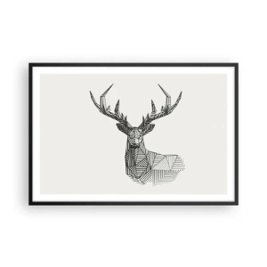 Póster en marco negro - Ciervo en estilo cubista - 91x61 cm