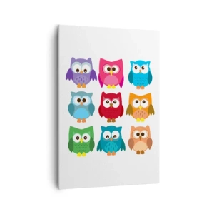 Cuadro sobre lienzo - Impresión de Imagen - Ilustraciones coloridas de búhos en estilo infantil. - 70x100cm - Es divertido ser diferente - Decoración de pared moderna para salón y dormitorio ARTTOR
