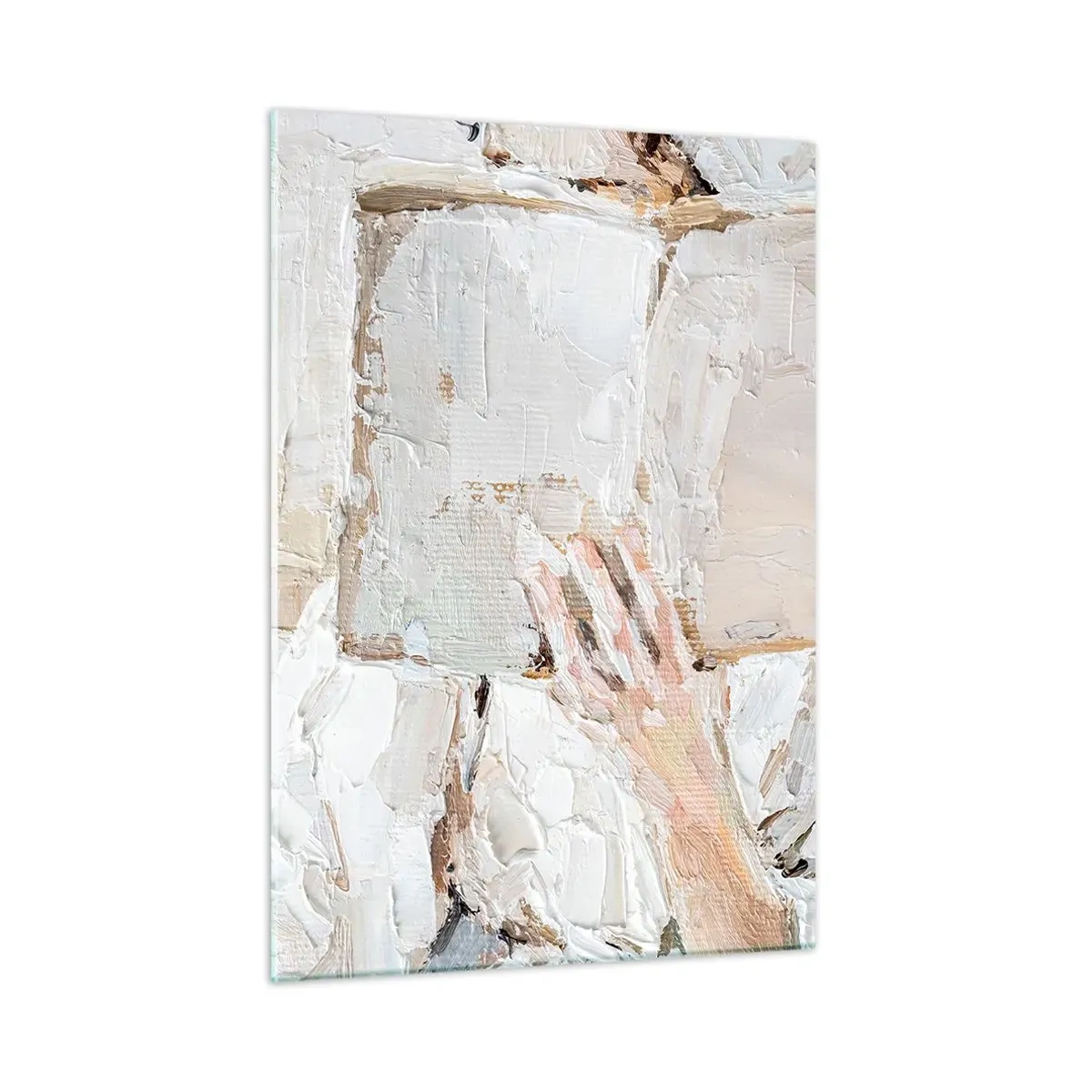 Cuadro sobre vidrio - Impresiones sobre Vidrio - Una persona inmersa en la lectura de un libro sobre un fondo brillante e impresionista. - 50x70cm - En otro mundo - Decoración de pared moderna para salón y dormitorio ARTTOR