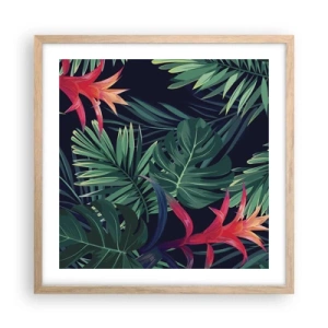 Póster en marco roble claro - Encender el color verde - 50x50 cm