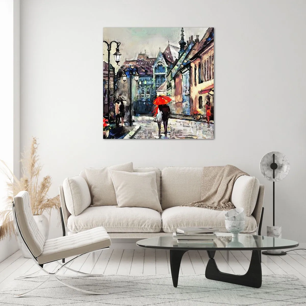 Cuadro sobre vidrio - Impresiones sobre Vidrio - Lluvia para dos - 50x50 cm