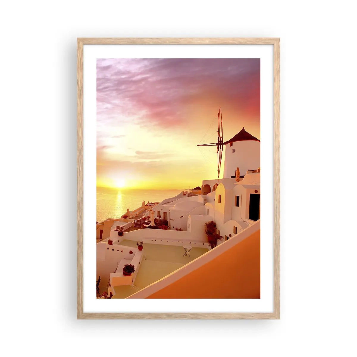 Póster en marco roble claro - Blanco y dorado - 50x70 cm