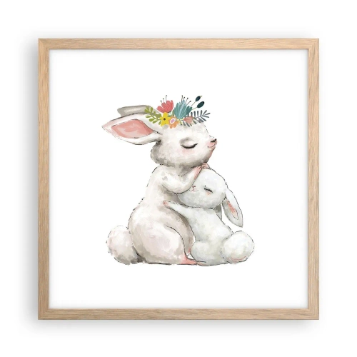 Póster en marco roble claro - En ningún lugar mejor que con mamá - 40x40 cm