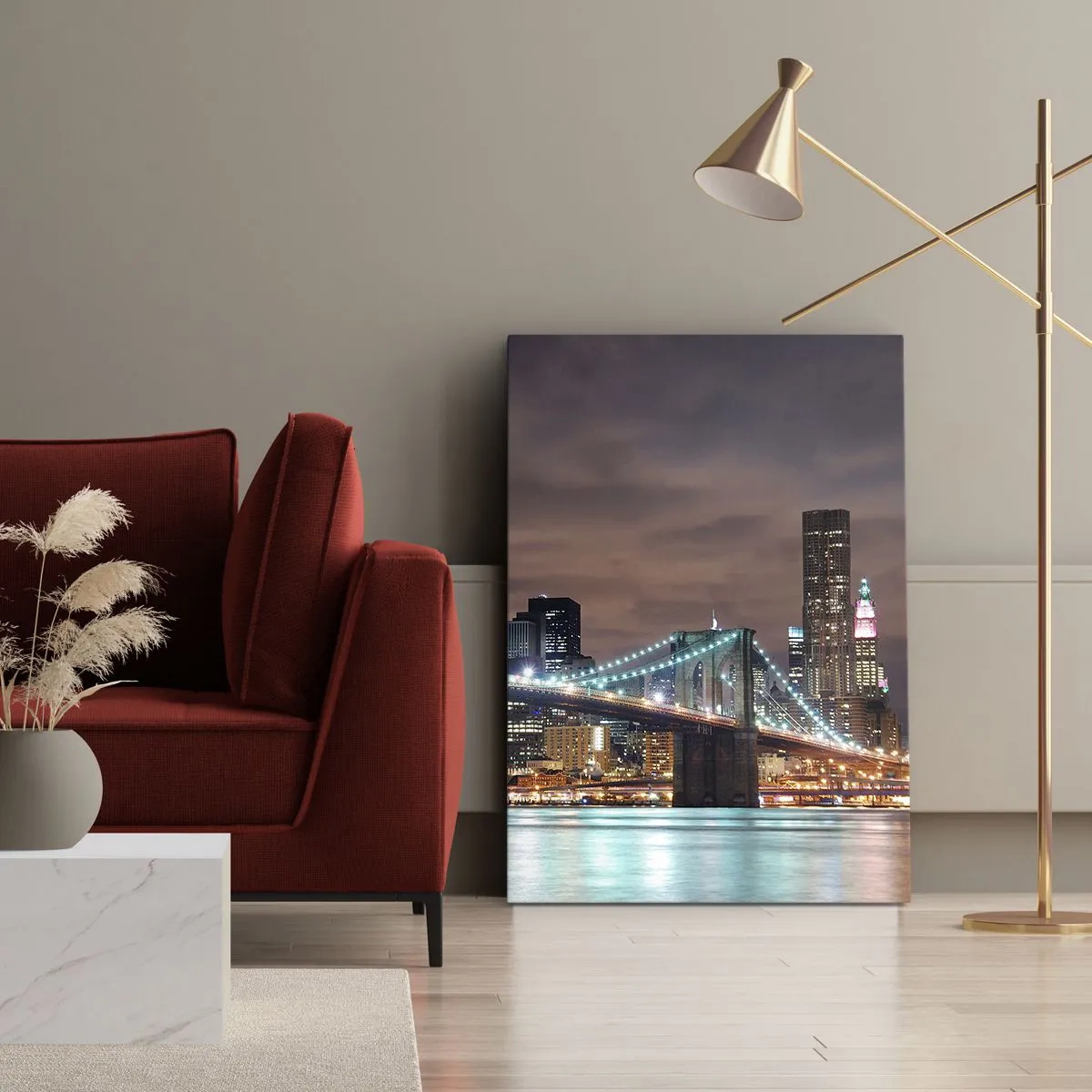 Cuadro sobre lienzo - Impresión de Imagen - Las luces de la gran ciudad - 65x120 cm