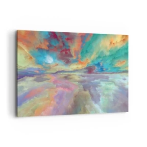 Cuadro sobre lienzo - Impresión de Imagen - Paisaje de nubes colorido en estilo abstracto. - 120x80cm - Dos cielos - Decoración de pared moderna para salón y dormitorio ARTTOR