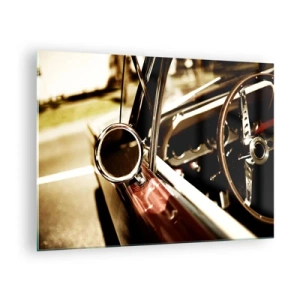 Cuadro sobre vidrio - Impresiones sobre Vidrio - Interior de coche clásico en estilo retro - 70x50cm - Un coche con alma - Decoración de pared moderna para salón y dormitorio ARTTOR