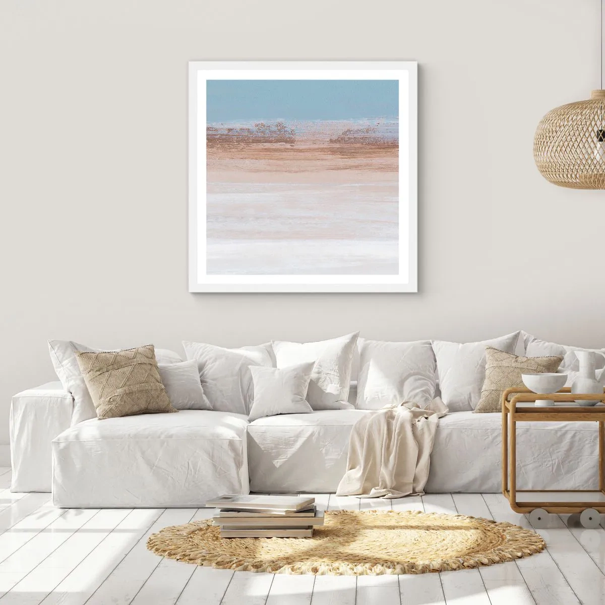 Póster en marco blanco - Paisaje ambiguo - 50x50 cm