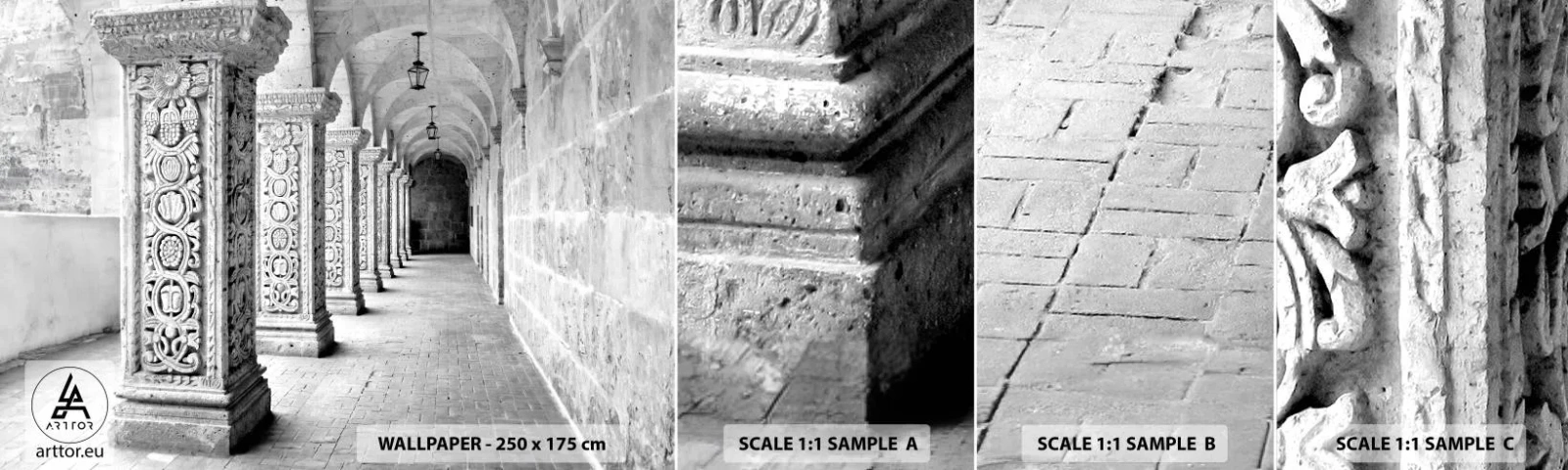 Muestra De Fotomural Standard Eco - ¿Y adónde nos llevará...? - Arquitectura, Pedazo, En blanco y negro - 100x30 cm