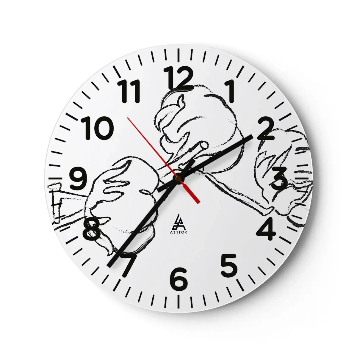 Reloj de pared - Reloj de vidrio - Plumón de algodón - 30x30 cm