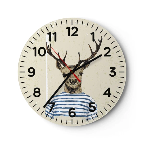 Reloj de pared - Reloj de vidrio - Porque me gustan las camisas de rayas - 30x30 cm