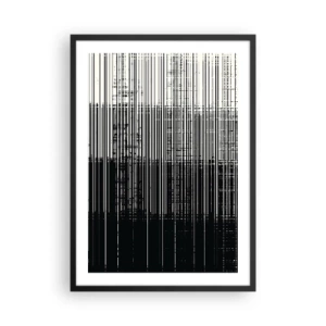 Póster en marco negro - Composición abstracta de líneas negras sobre fondo blanco. - 50x70cm - Ondas y vibraciones - Decoración de pared moderna para salón y dormitorio ARTTOR